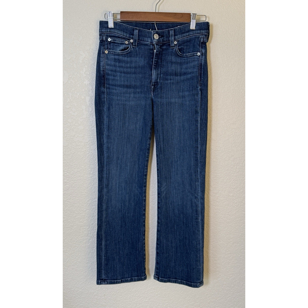 AYR The Pop Mid Rise Straight Leg Stretch Jeans Denim Blue 26S 26 Short Casual
